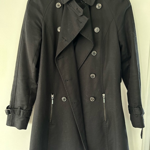 Zara Basic black, knee length jacket, epaulette at the shoulders. XS - Picture 2 of 8